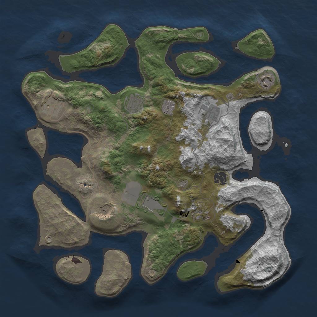 Rust Map: Barren, Size: 3600, Seed: 326, 12 Monuments