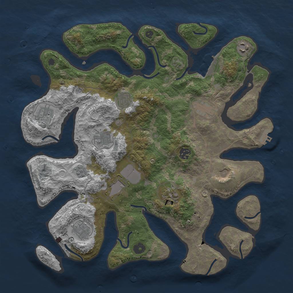 Rust Map: Procedural Map, Size: 3850, Seed: 458528379, 22 Monuments