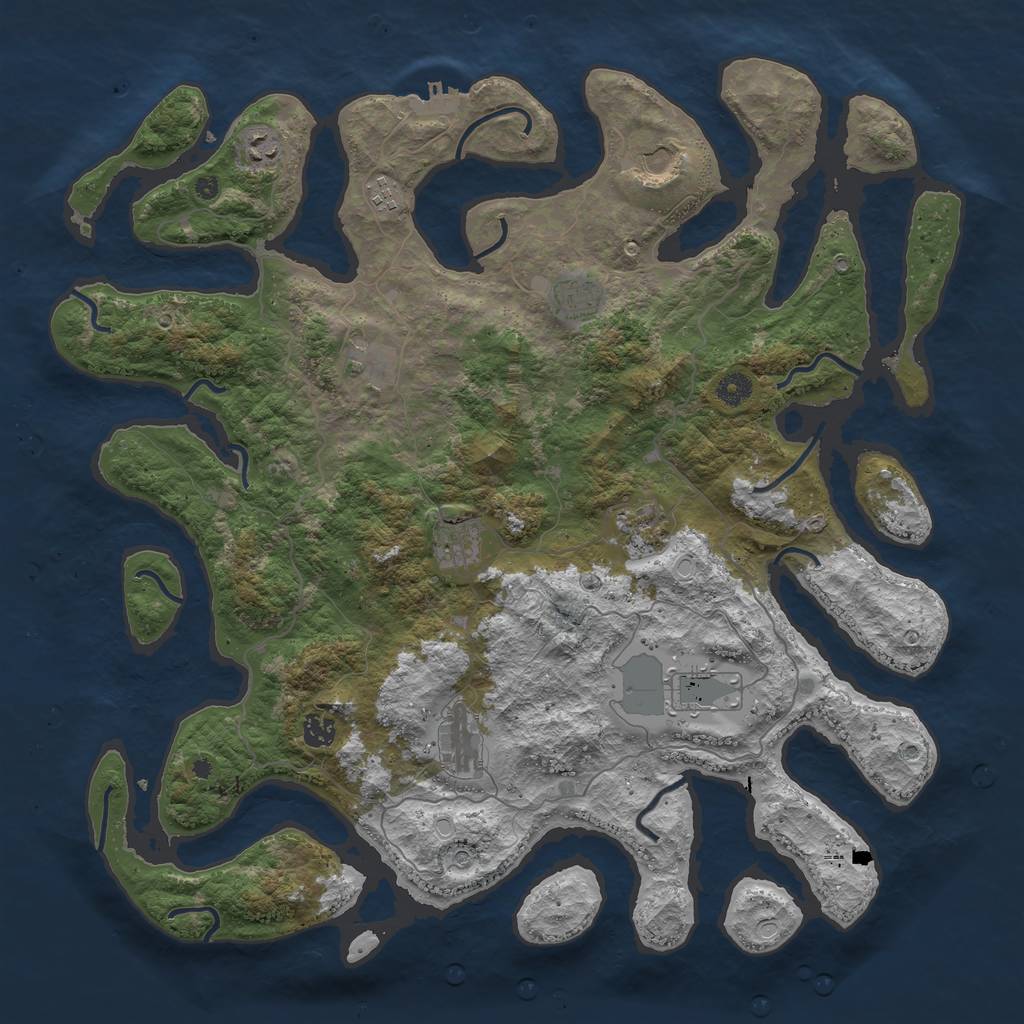 Rust Map: Procedural Map, Size: 4500, Seed: 13680461, 20 Monuments