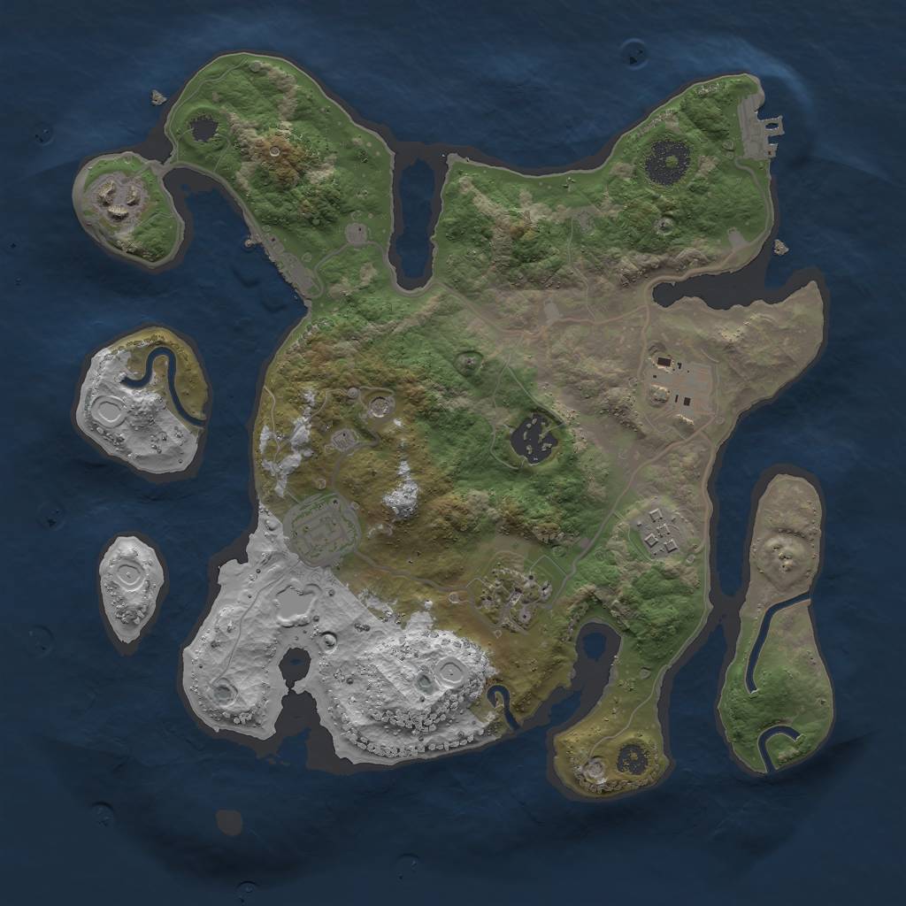 Rust Map: Procedural Map, Size: 3000, Seed: 343551, 17 Monuments