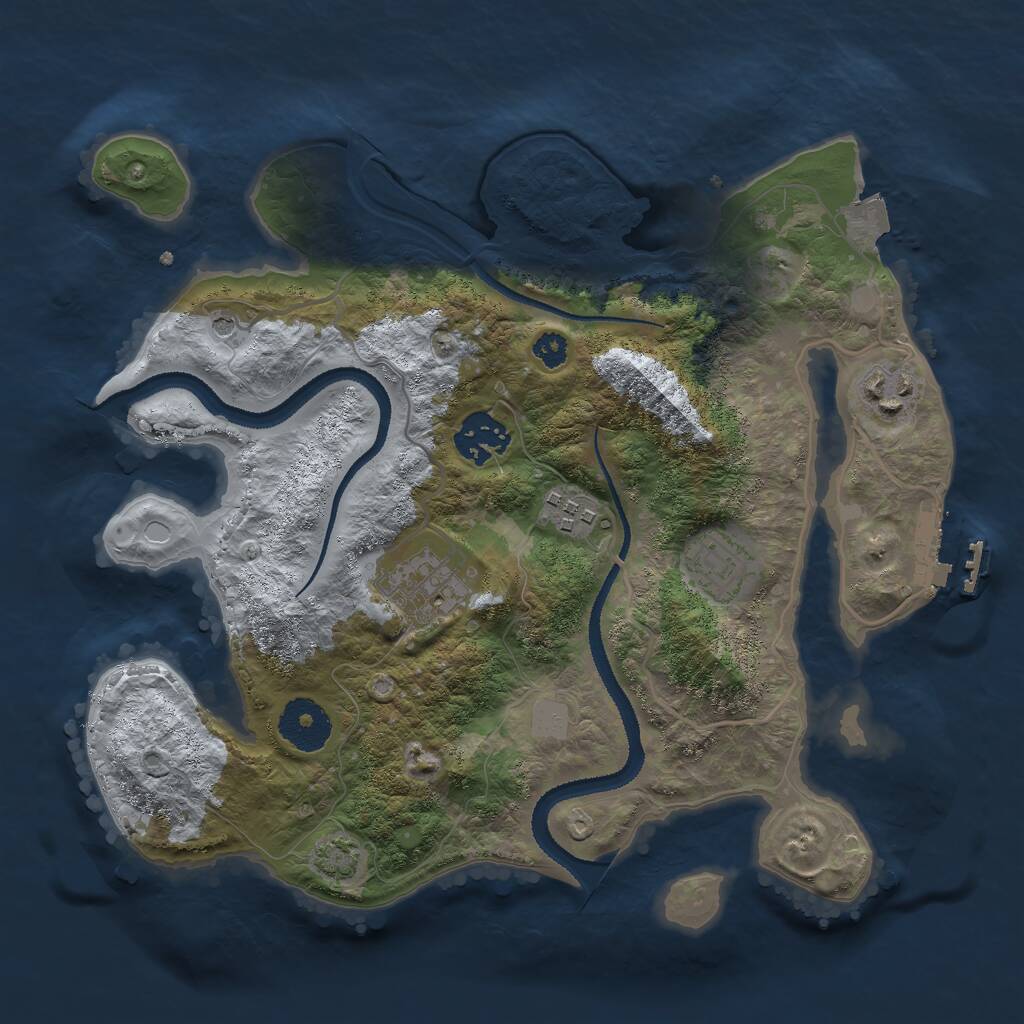 Rust Map: Procedural Map, Size: 3000, Seed: 104714346, 9 Monuments