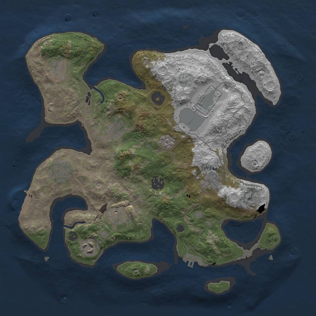 Rust Map: Procedural Map, Size: 3500, Seed: 1100453025, 20 Monuments