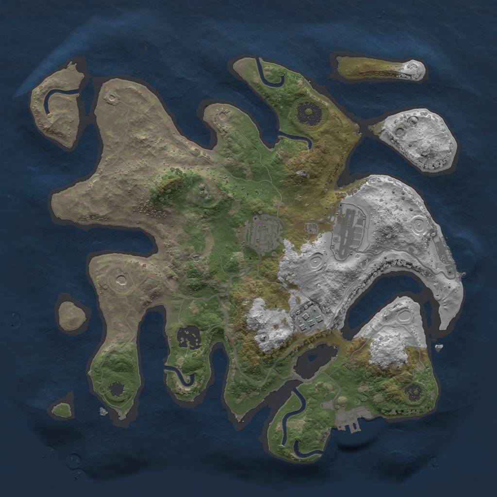 Rust Map: Procedural Map, Size: 3000, Seed: 864927, 15 Monuments