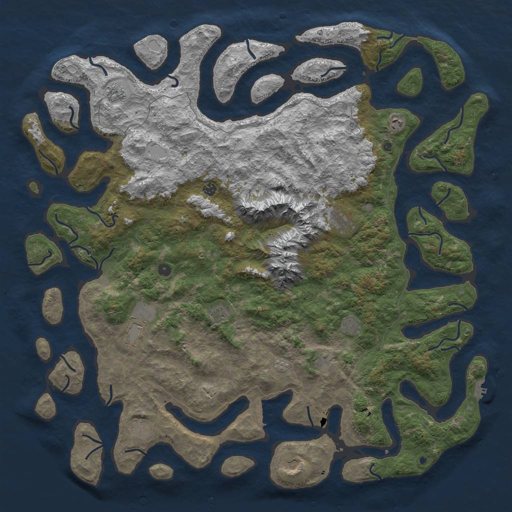 Rust Map: Procedural Map, Size: 6000, Seed: 886118264, 22 Monuments