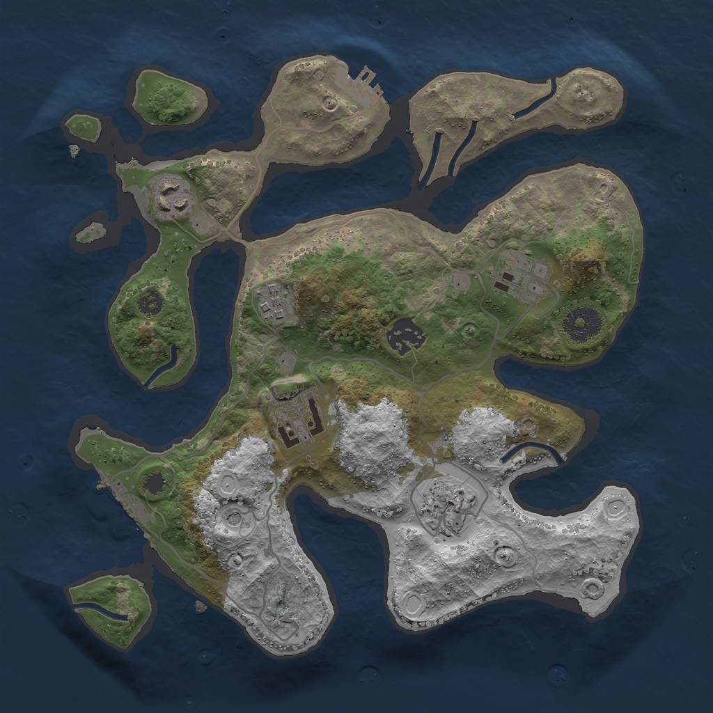 Rust Map: Procedural Map, Size: 3000, Seed: 2424470, 17 Monuments