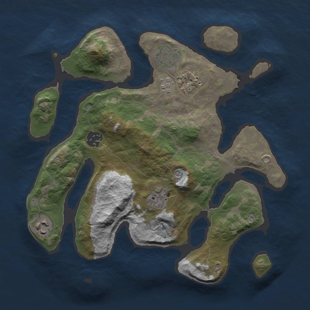Rust Map: Barren, Size: 3000, Seed: 143347, 9 Monuments