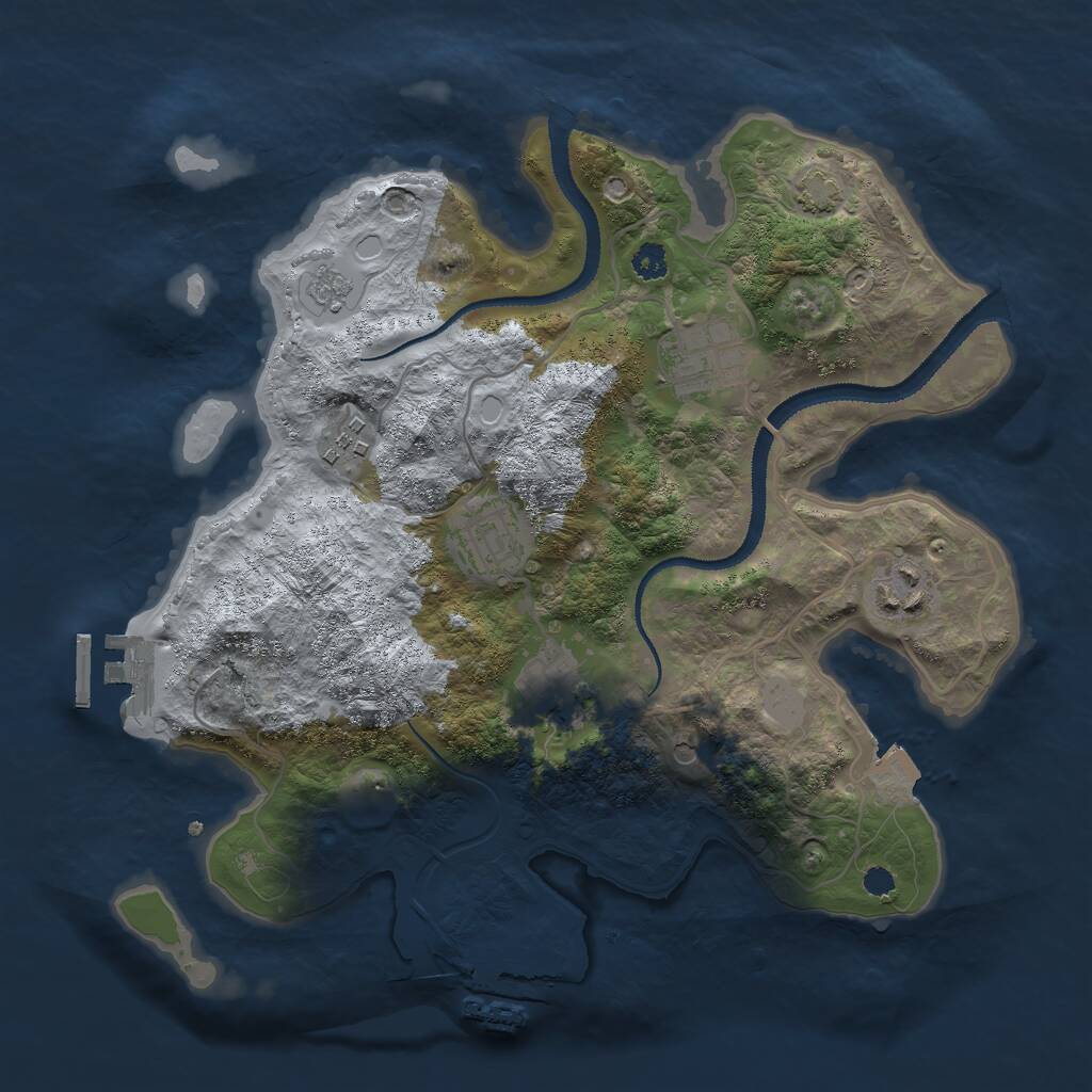 Rust Map: Procedural Map, Size: 3000, Seed: 1406186636, 11 Monuments