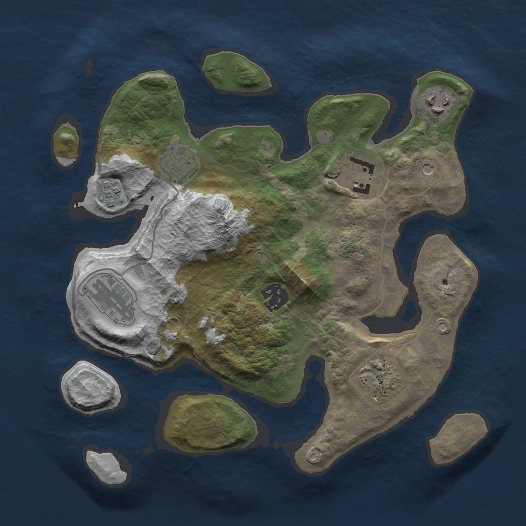 Rust Map: Barren, Size: 3000, Seed: 865621, 10 Monuments
