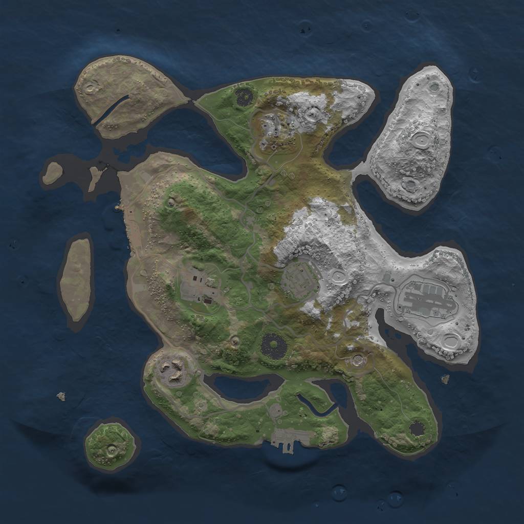 Rust Map: Procedural Map, Size: 3000, Seed: 1292516730, 16 Monuments