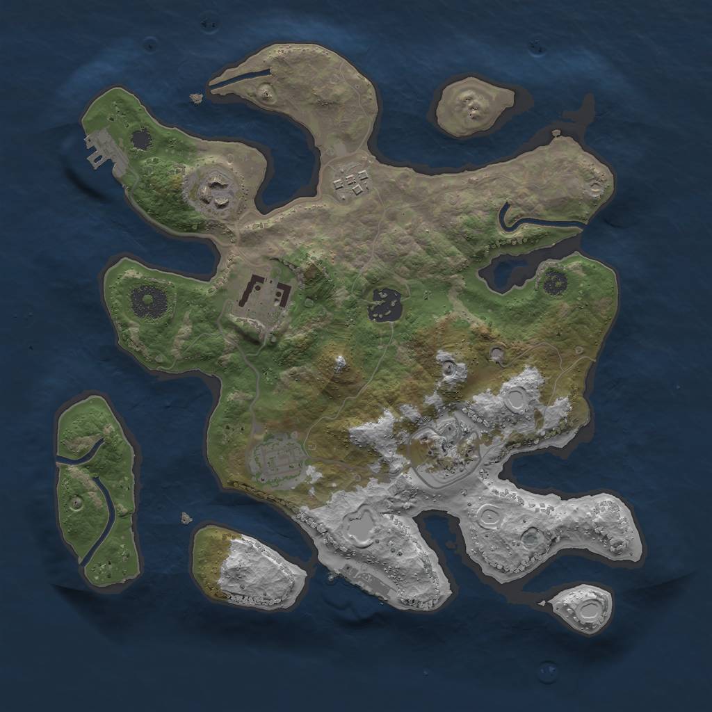 Rust Map: Procedural Map, Size: 3000, Seed: 531710, 16 Monuments