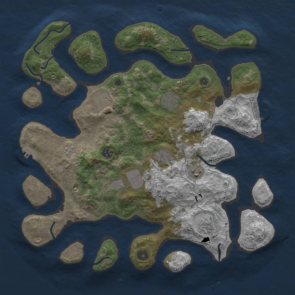 Rust Map: Procedural Map, Size: 4000, Seed: 3432, 19 Monuments