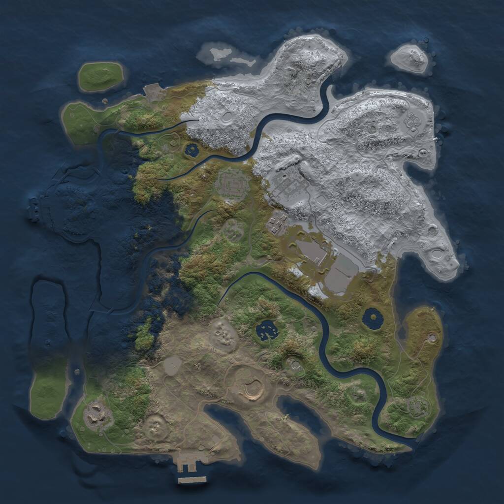 Rust Map: Procedural Map, Size: 3600, Seed: 611323796, 13 Monuments