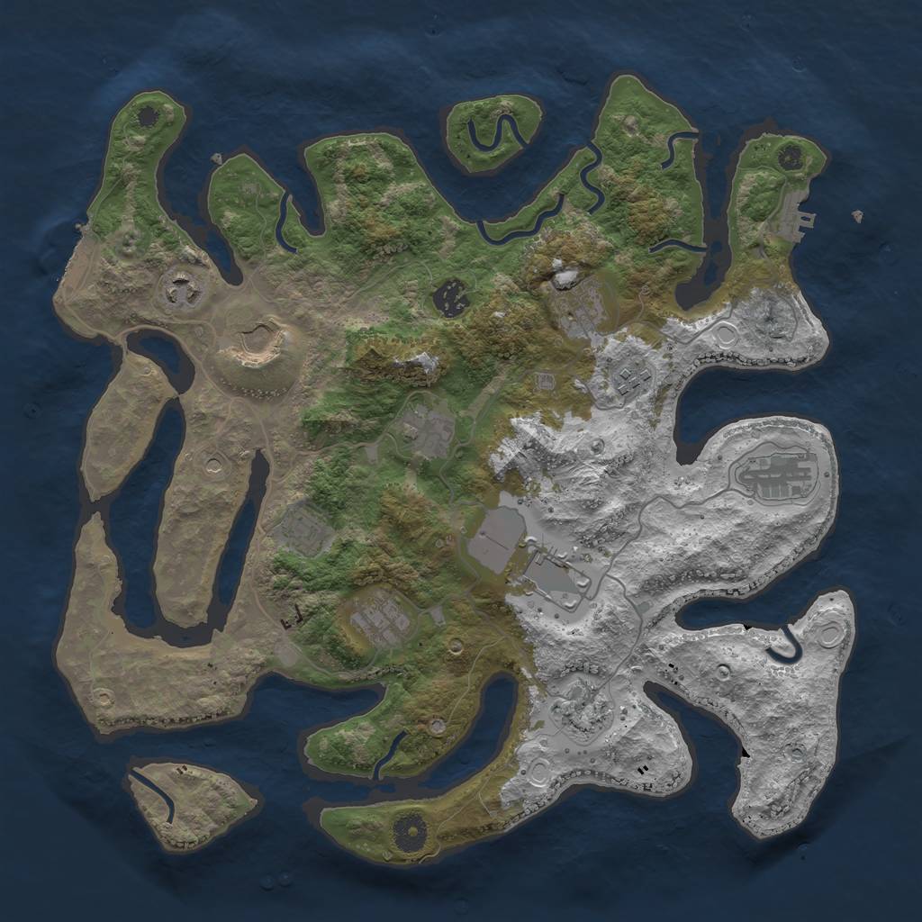 Rust Map: Procedural Map, Size: 3850, Seed: 147236331, 22 Monuments