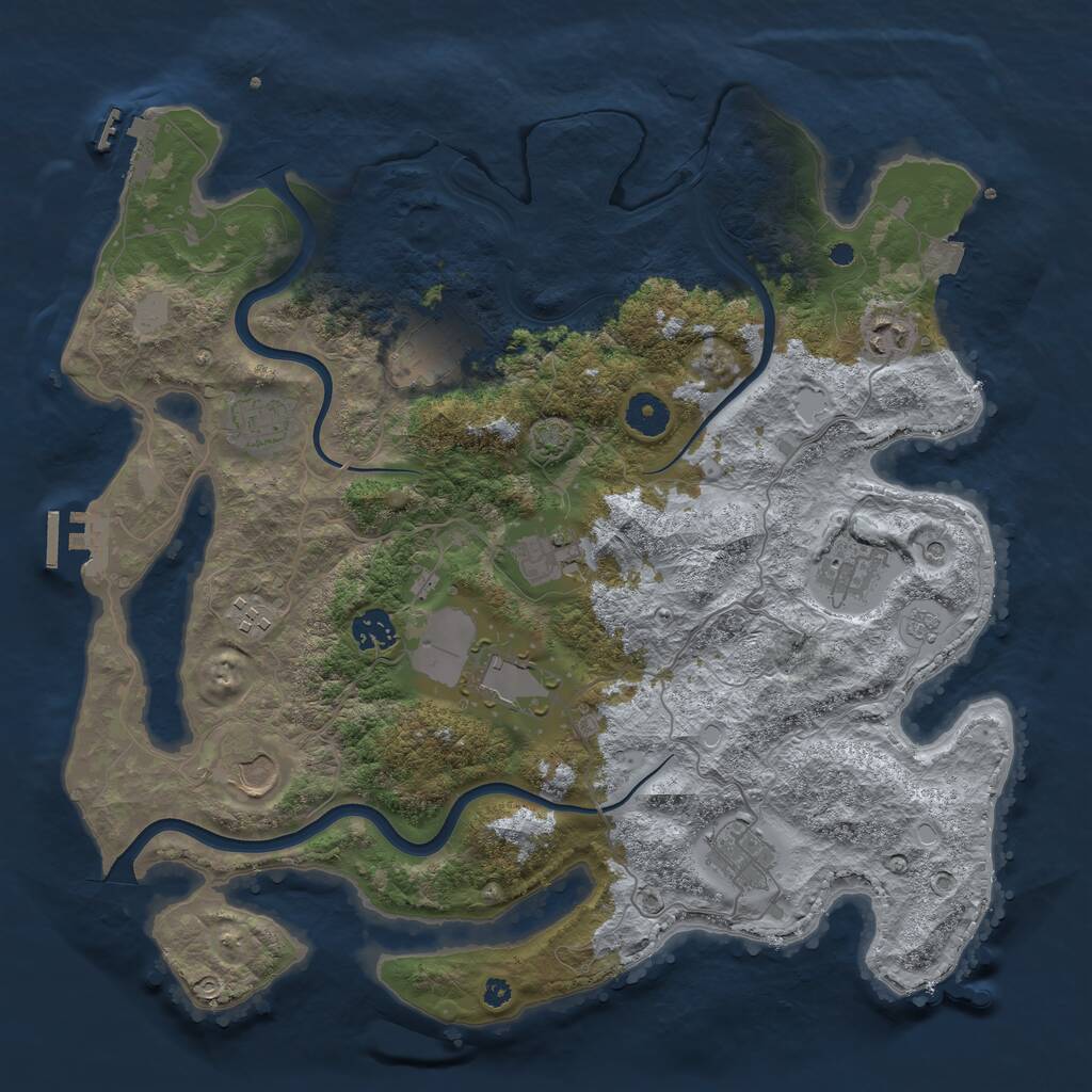 Rust Map: Procedural Map, Size: 3850, Seed: 147236331, 16 Monuments