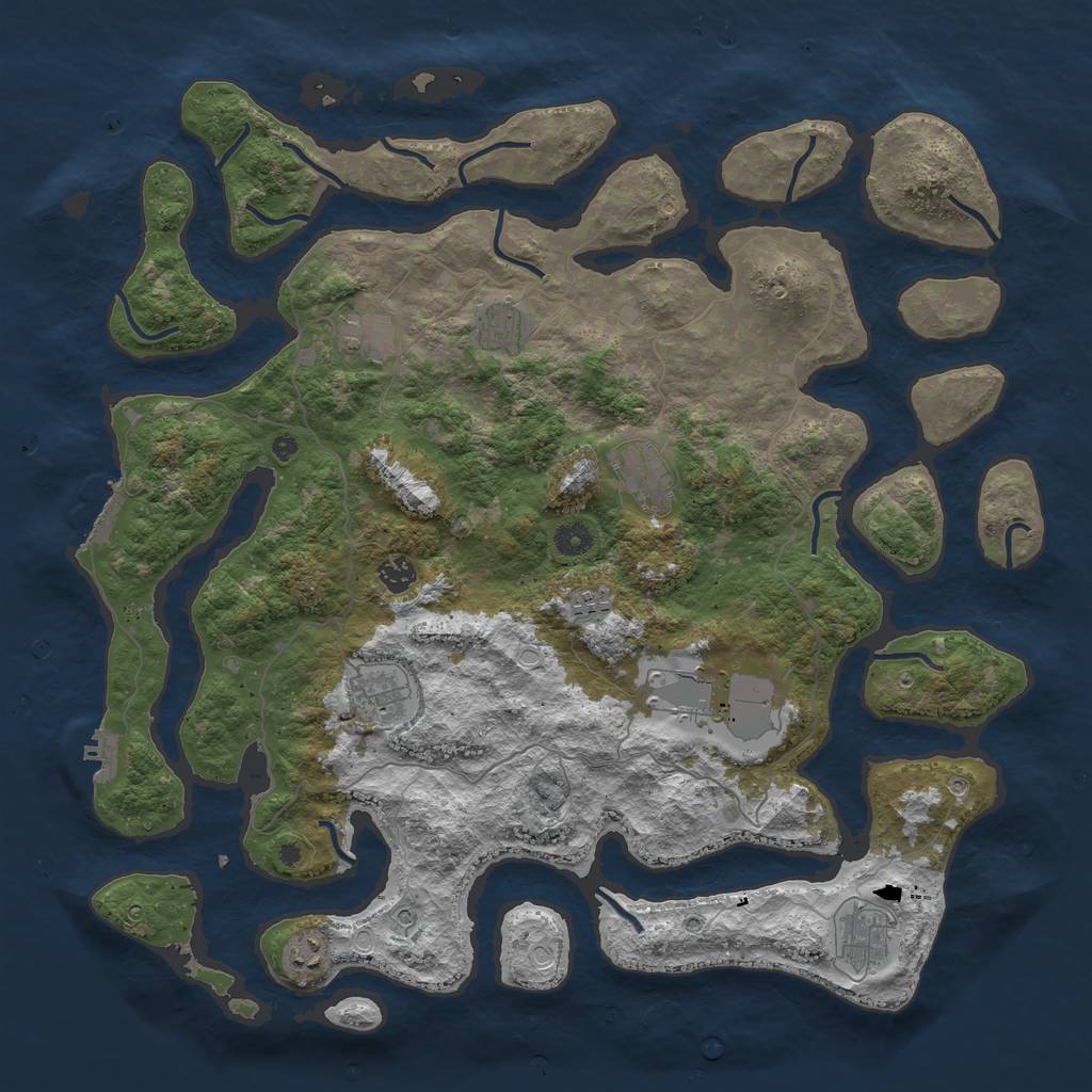 Rust Map: Procedural Map, Size: 4500, Seed: 1234572, 20 Monuments