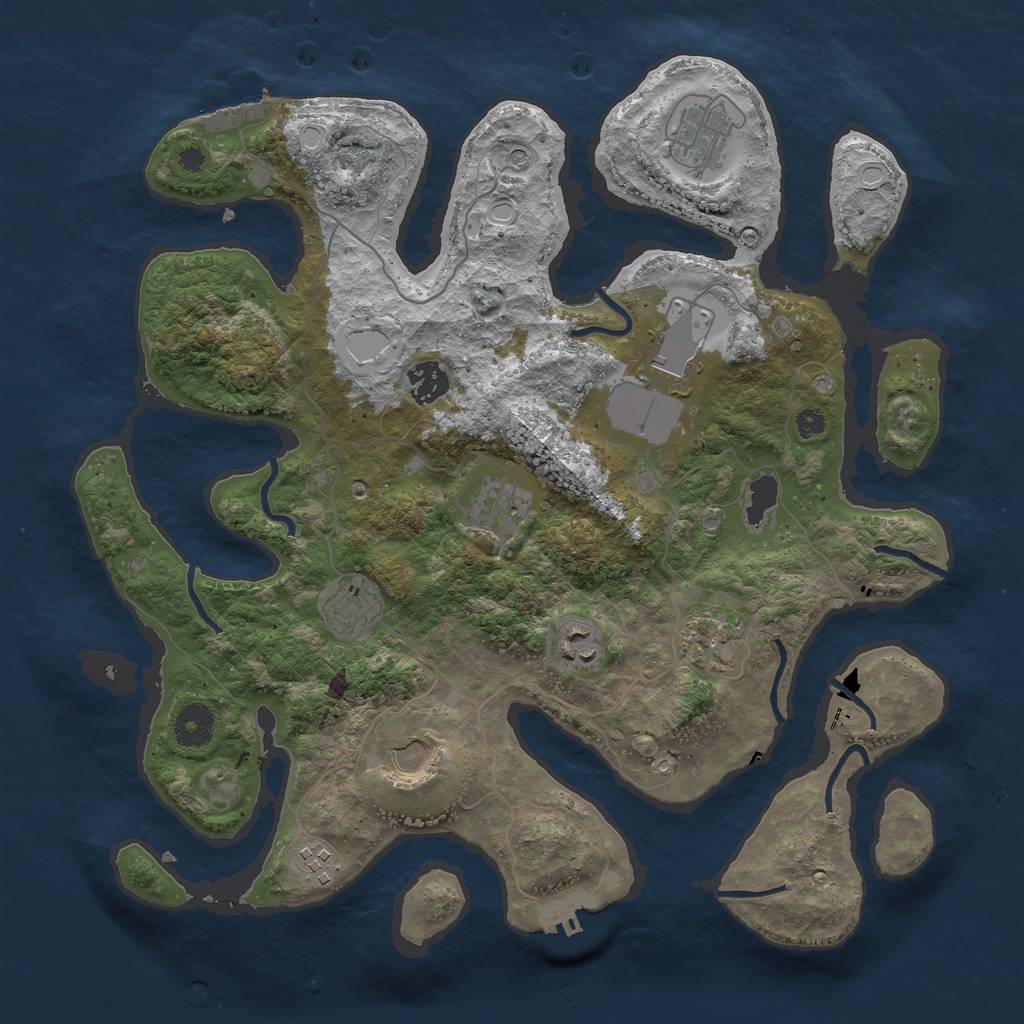 Rust Map: Procedural Map, Size: 3700, Seed: 611323785, 20 Monuments