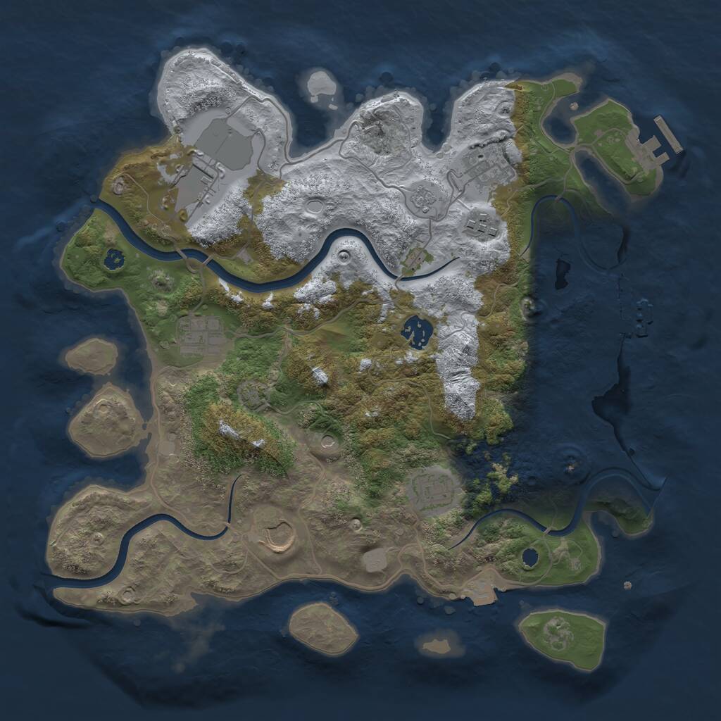 Rust Map: Procedural Map, Size: 3500, Seed: 86467, 13 Monuments