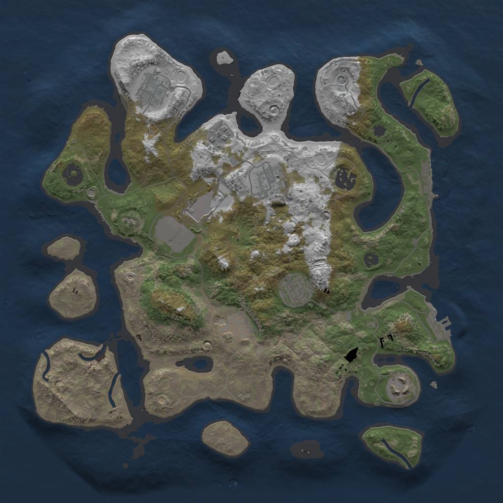 Rust Map: Procedural Map, Size: 3500, Seed: 86467, 19 Monuments