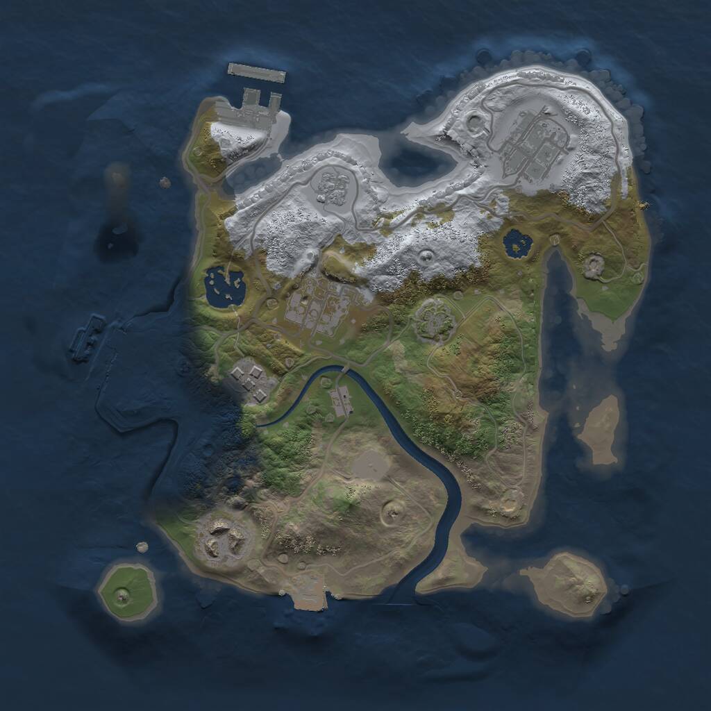 Rust Map: Procedural Map, Size: 2500, Seed: 943, 10 Monuments