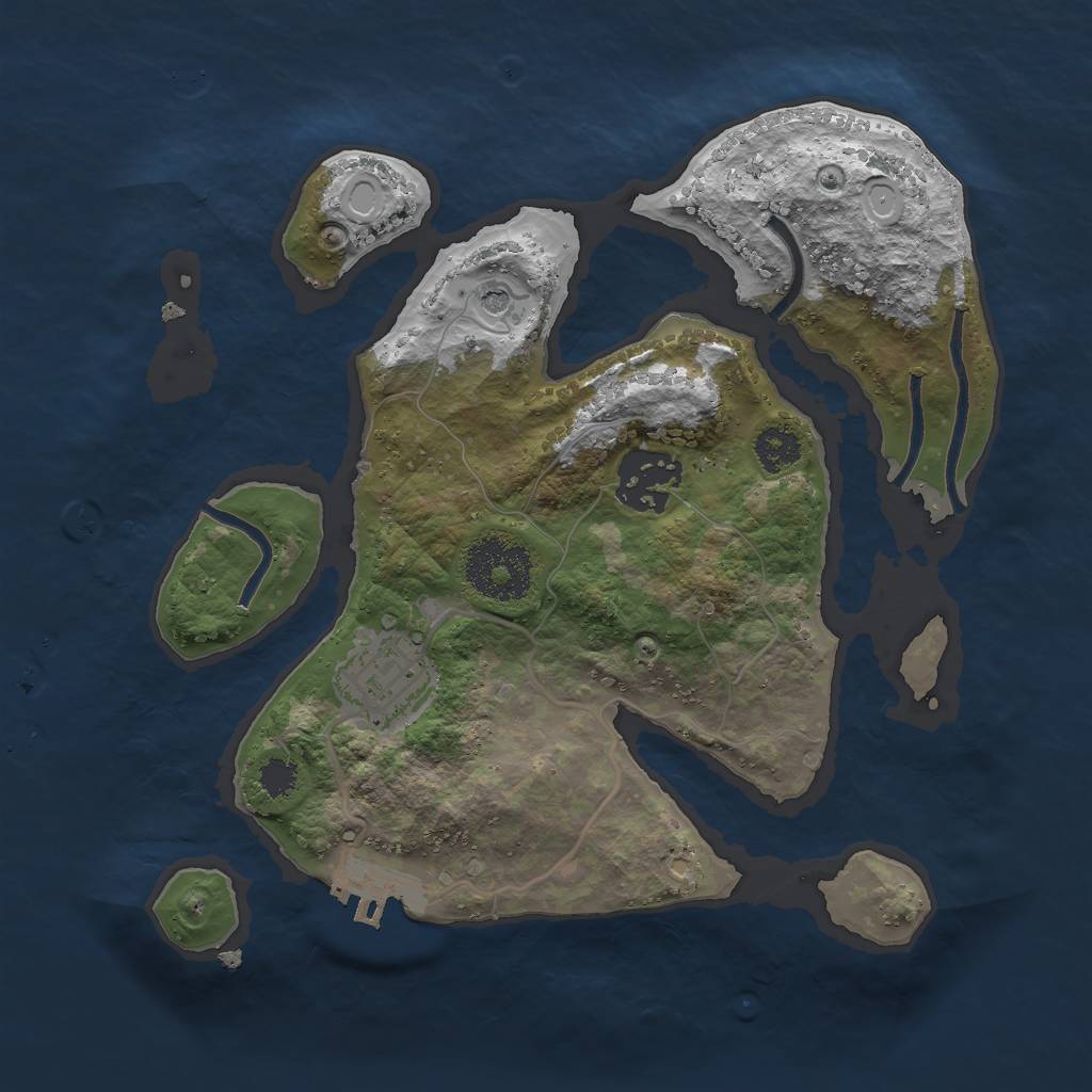 Rust Map: Procedural Map, Size: 2500, Seed: 943, 12 Monuments