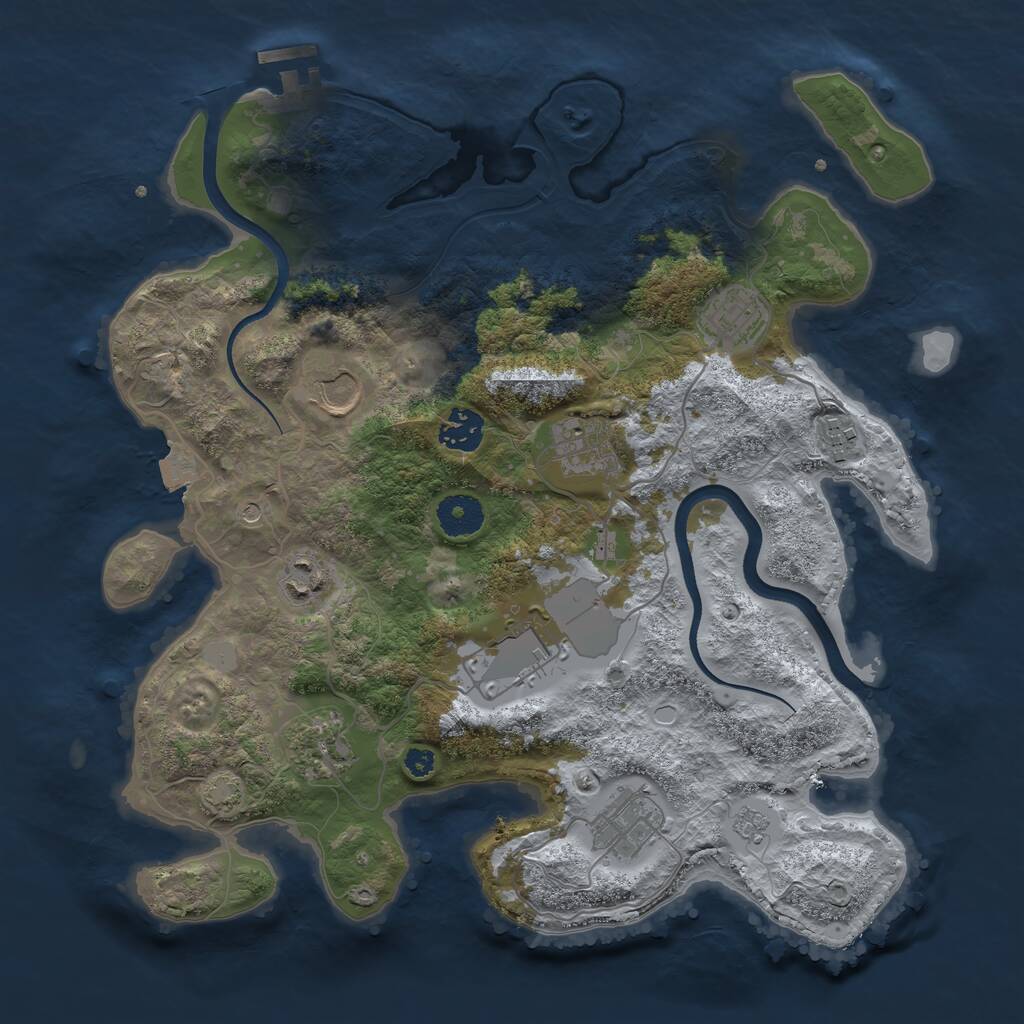 Rust Map: Procedural Map, Size: 3500, Seed: 1554993579, 14 Monuments