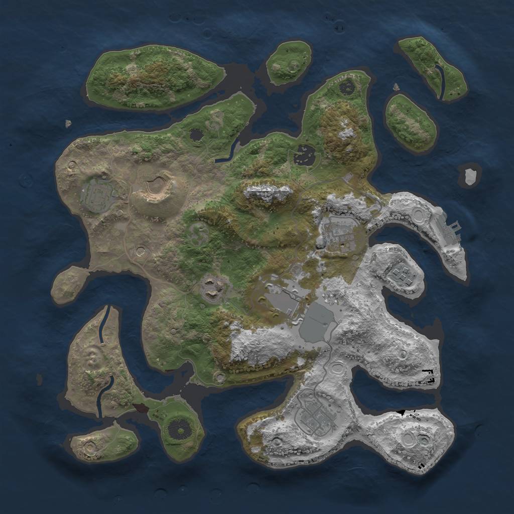 Rust Map: Procedural Map, Size: 3500, Seed: 1554993579, 18 Monuments