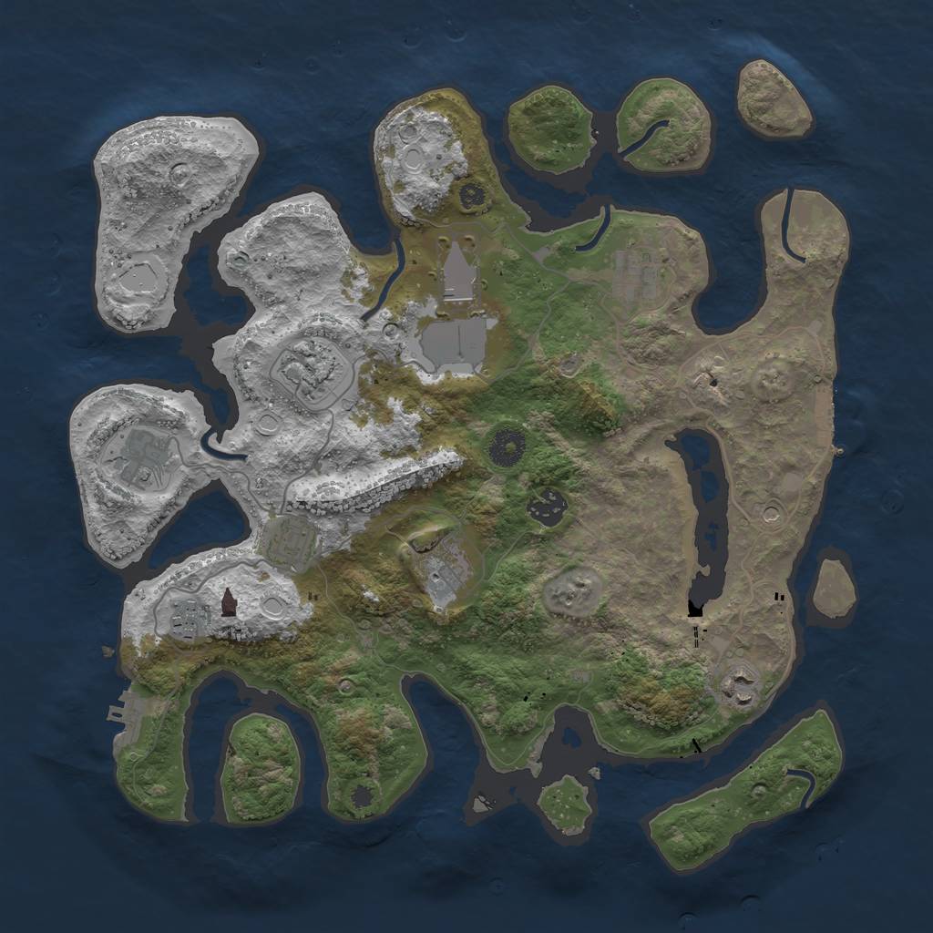 Rust Map: Procedural Map, Size: 3750, Seed: 1596428, 20 Monuments