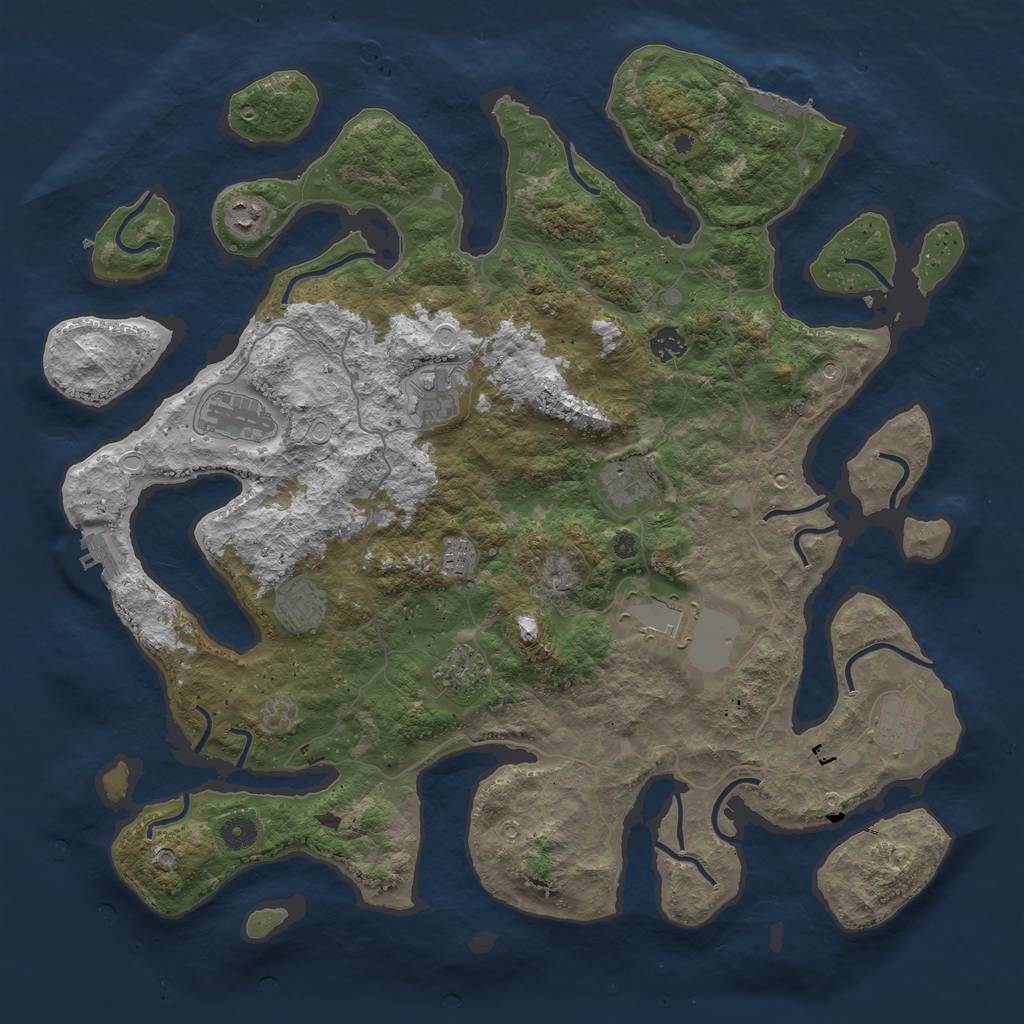 Rust Map: Procedural Map, Size: 4500, Seed: 1702828877, 21 Monuments