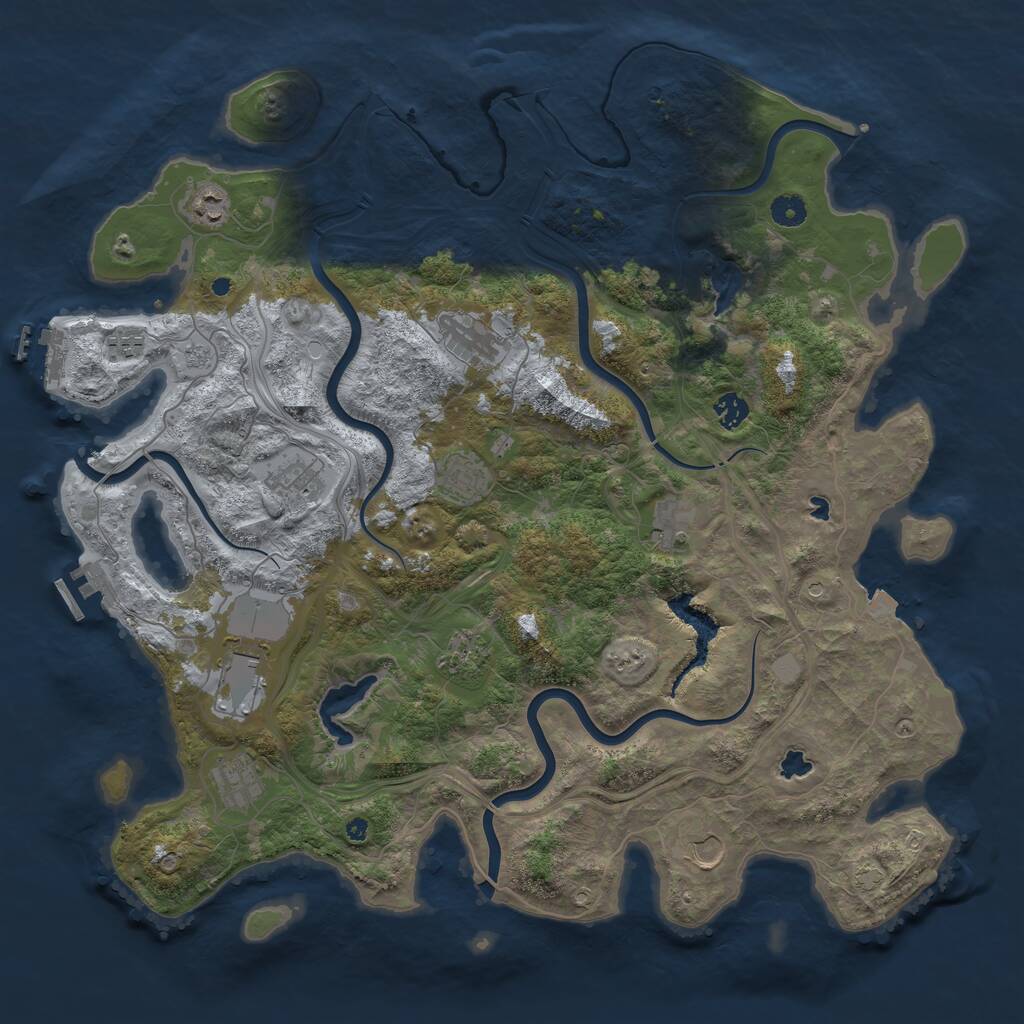 Rust Map: Procedural Map, Size: 4500, Seed: 1702828877, 17 Monuments