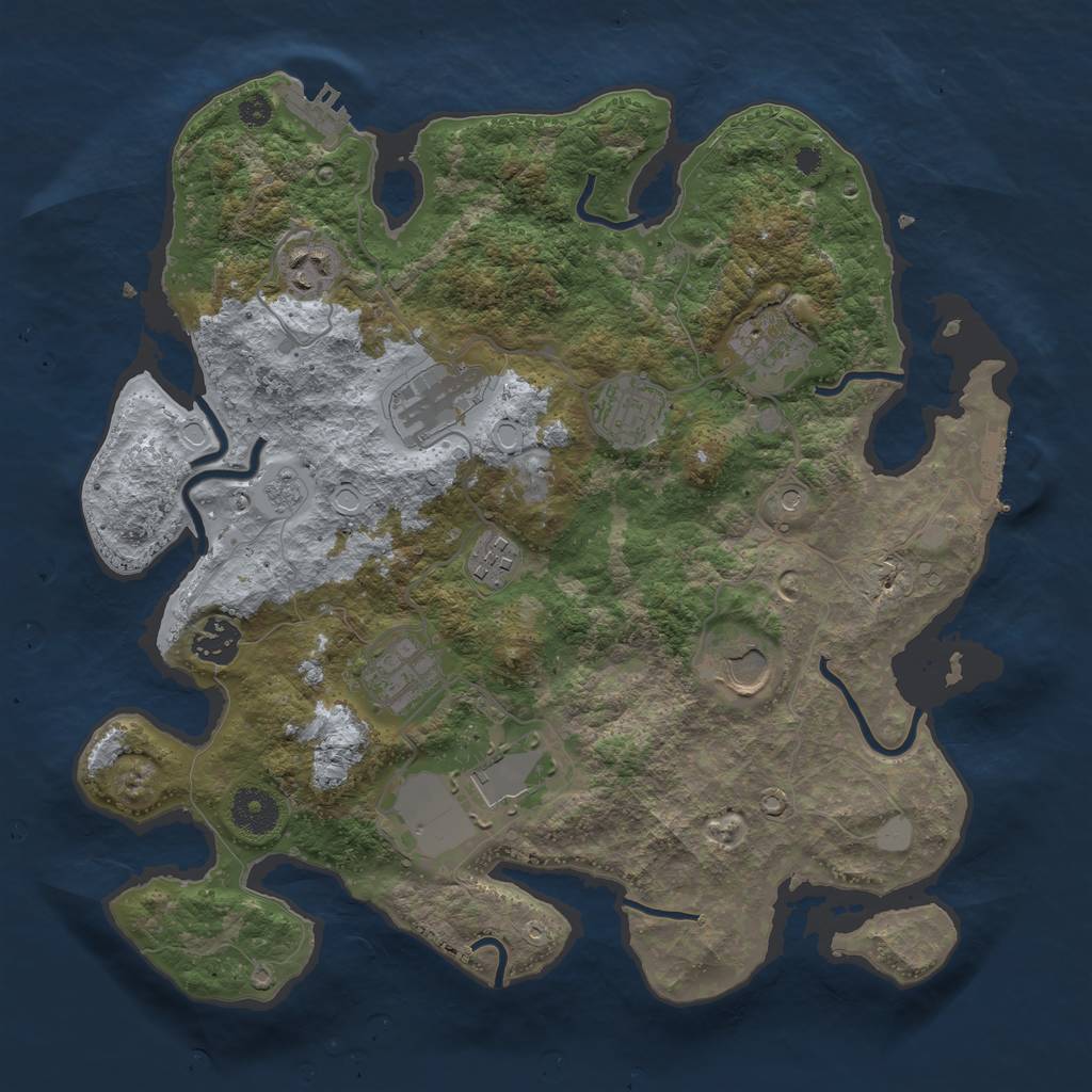 Rust Map: Procedural Map, Size: 3500, Seed: 188727885, 16 Monuments