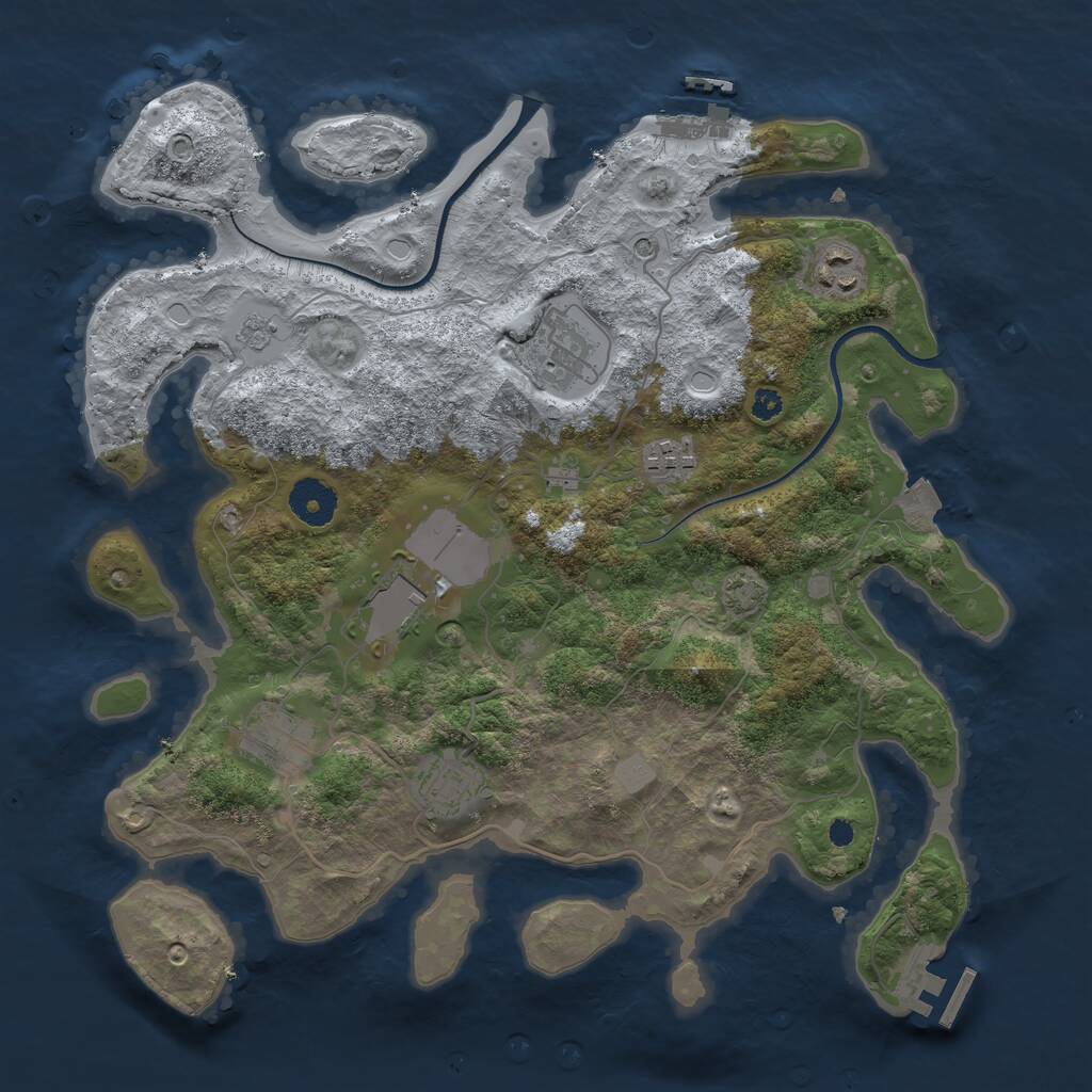 Rust Map: Procedural Map, Size: 3500, Seed: 221948089, 12 Monuments