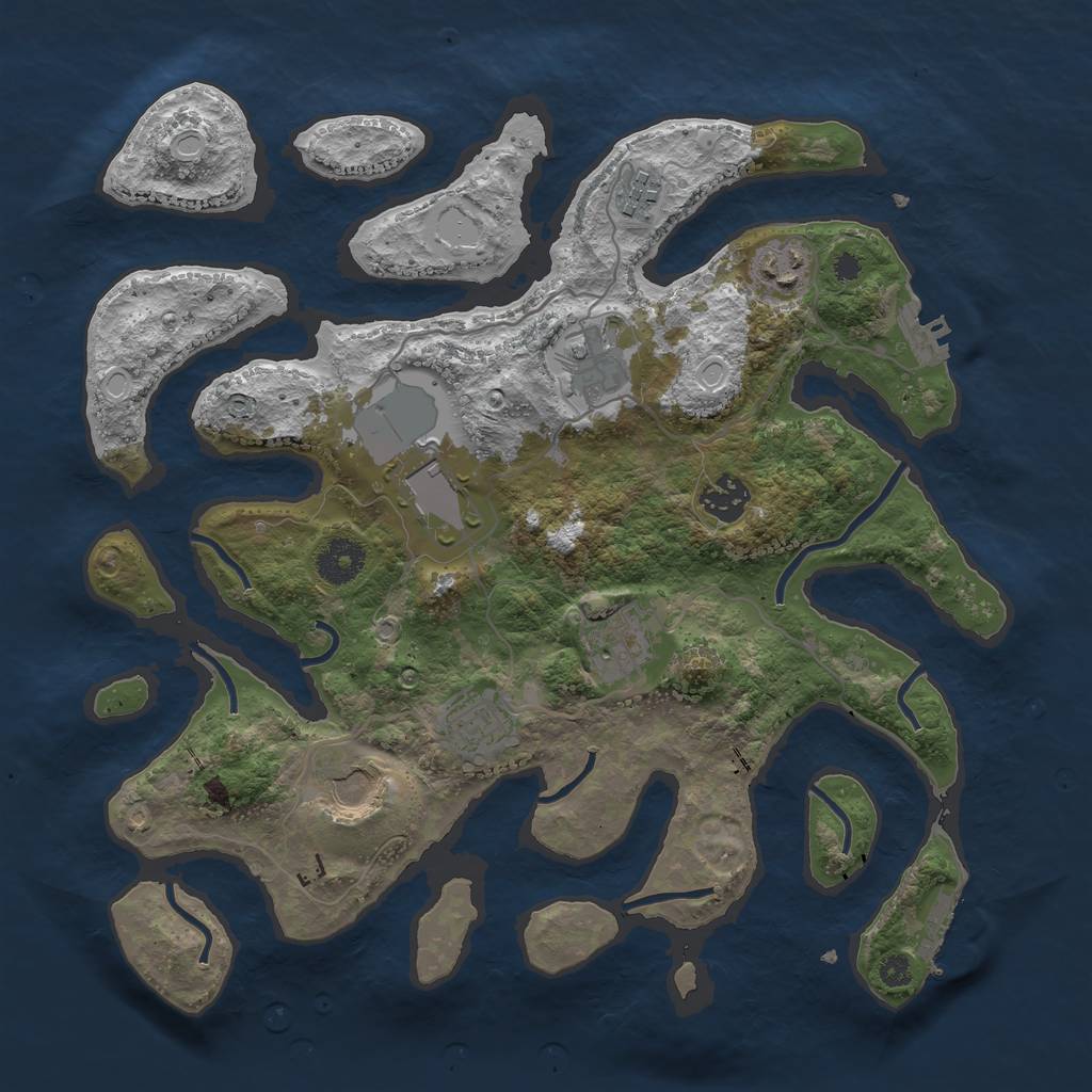 Rust Map: Procedural Map, Size: 3500, Seed: 221948089, 18 Monuments