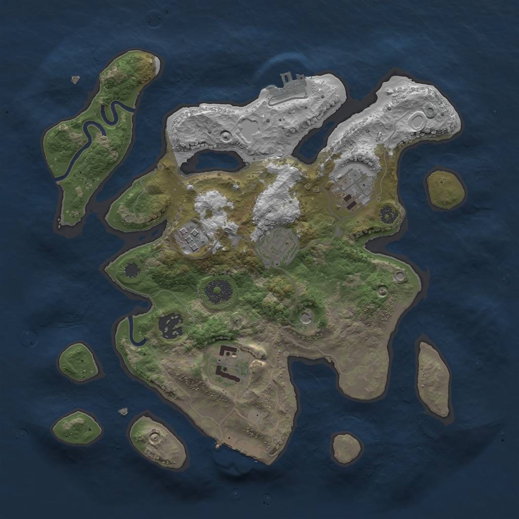 Rust Map: Procedural Map, Size: 3000, Seed: 2423277, 16 Monuments