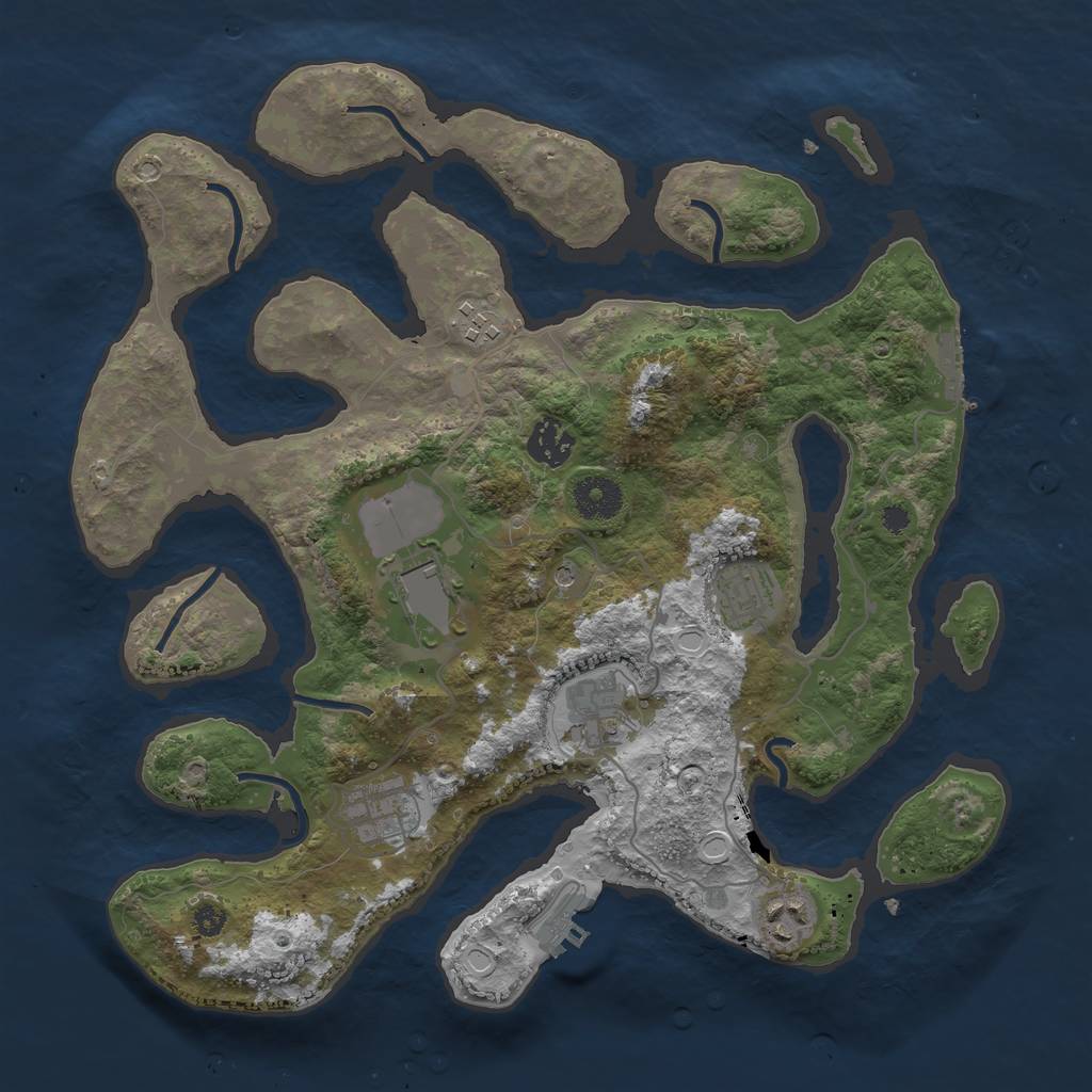 Rust Map: Procedural Map, Size: 3500, Seed: 1702053425, 18 Monuments