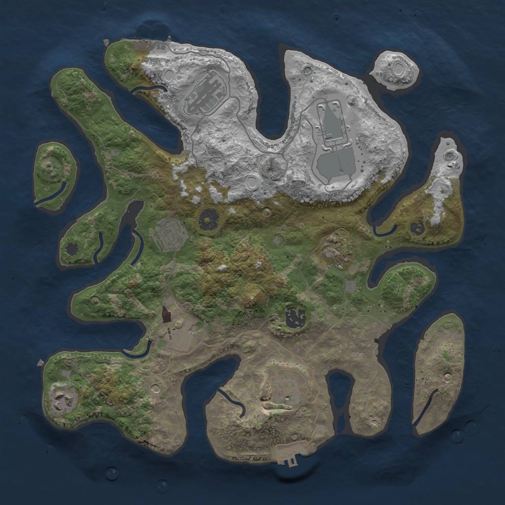 Rust Map: Procedural Map, Size: 3500, Seed: 1579854976, 19 Monuments