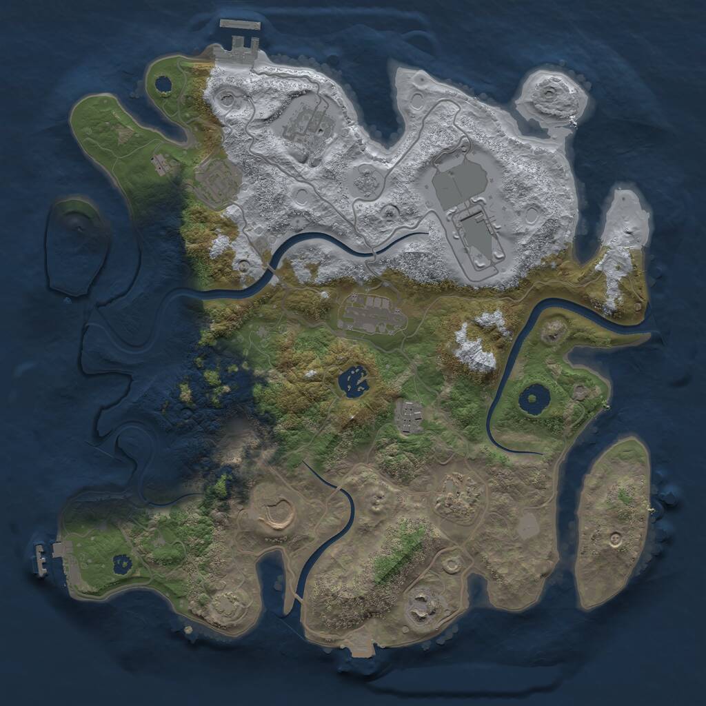 Rust Map: Procedural Map, Size: 3500, Seed: 1579854976, 15 Monuments