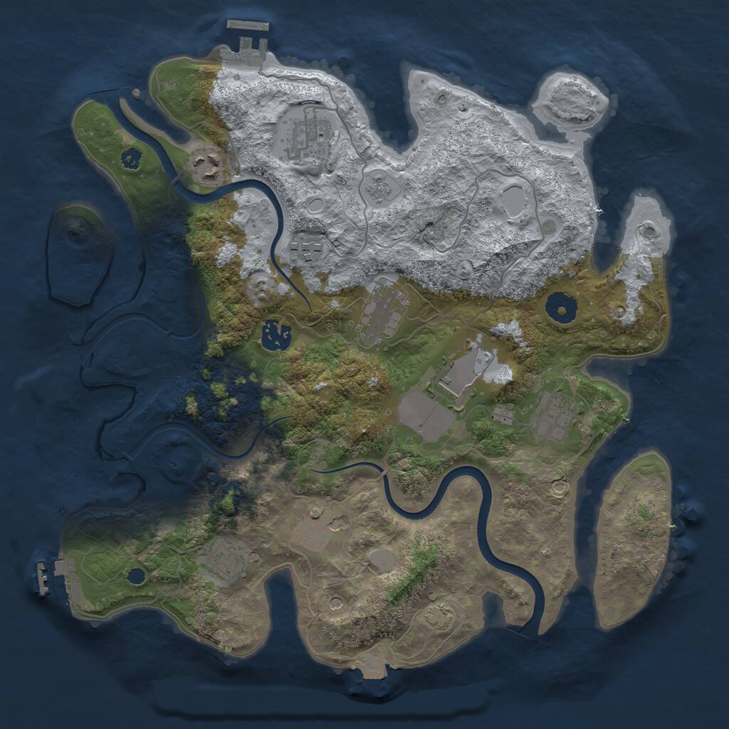 Rust Map: Procedural Map, Size: 3500, Seed: 1579854976, 15 Monuments