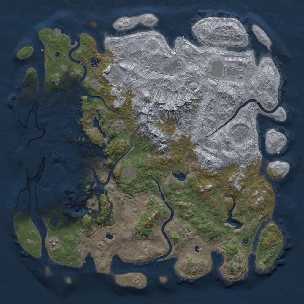 Rust Map: Procedural Map, Size: 5000, Seed: 5110, 16 Monuments