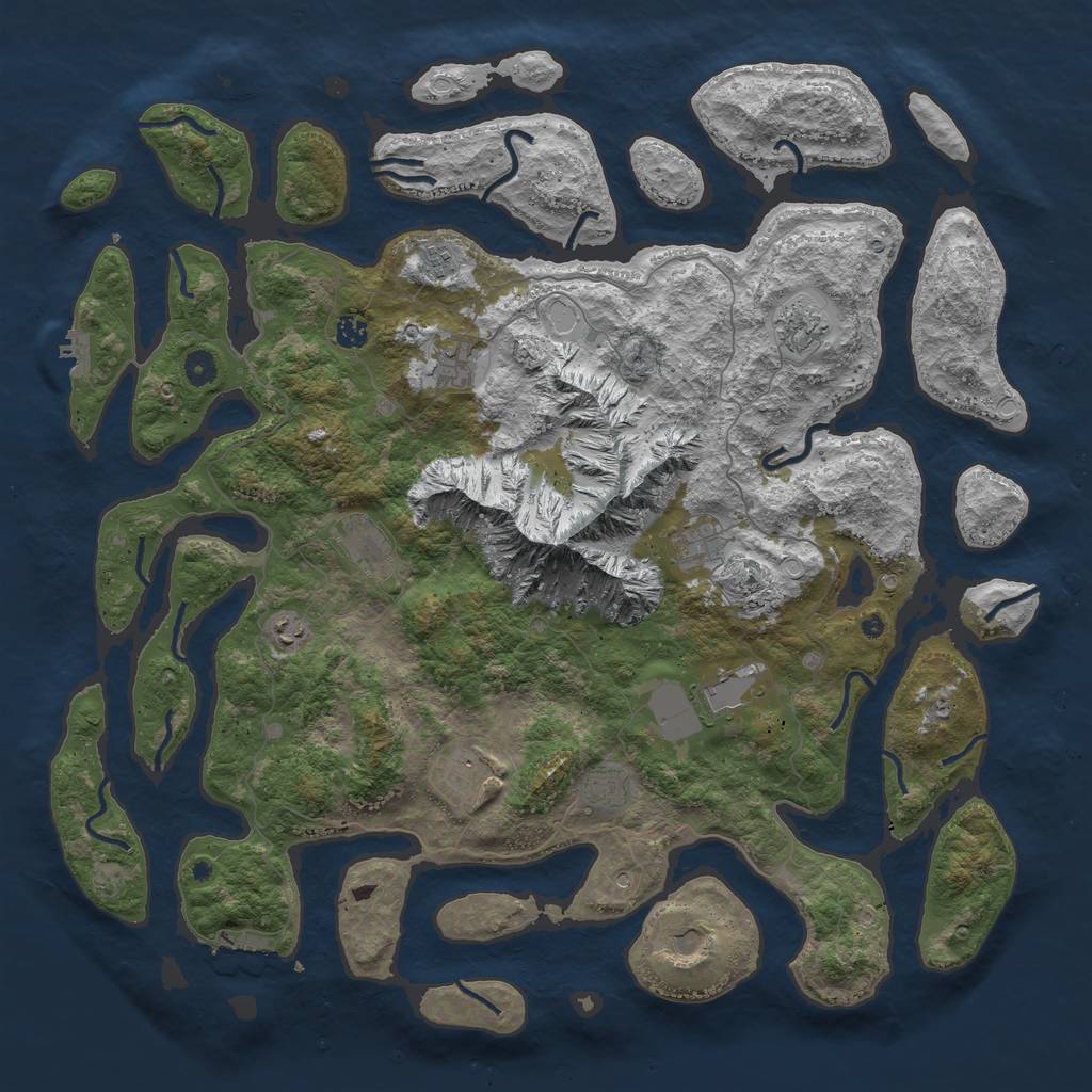 Rust Map: Procedural Map, Size: 5000, Seed: 5110, 22 Monuments