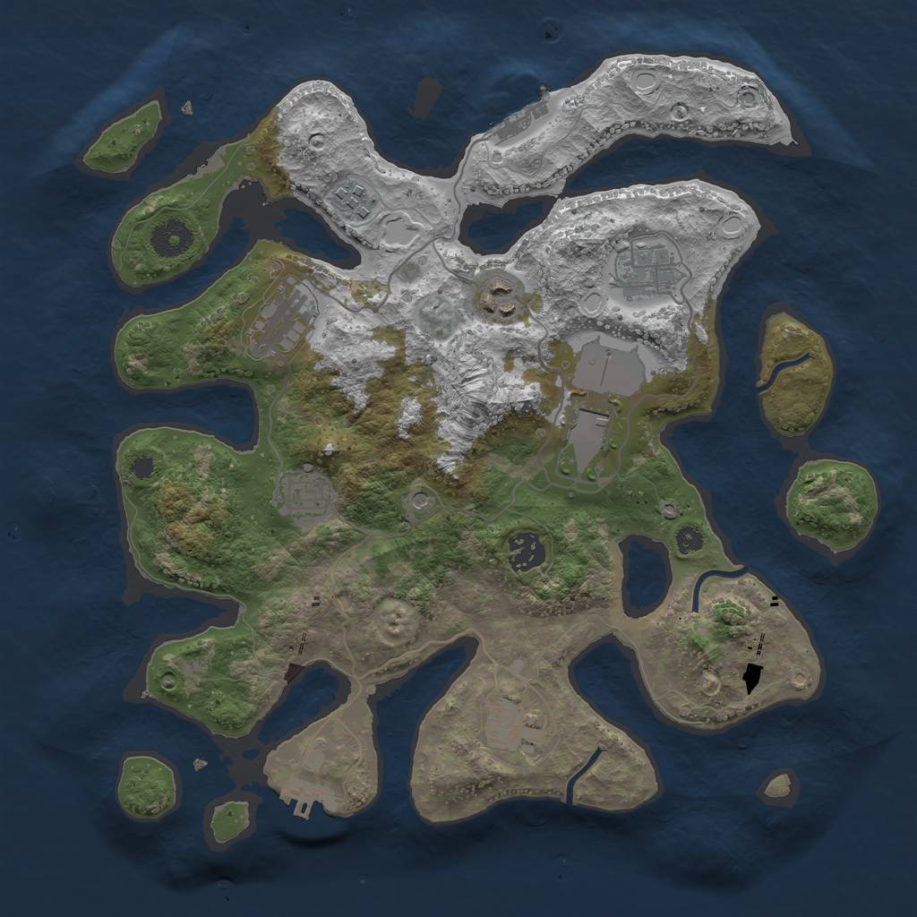 Rust Map: Procedural Map, Size: 3500, Seed: 20120512, 19 Monuments