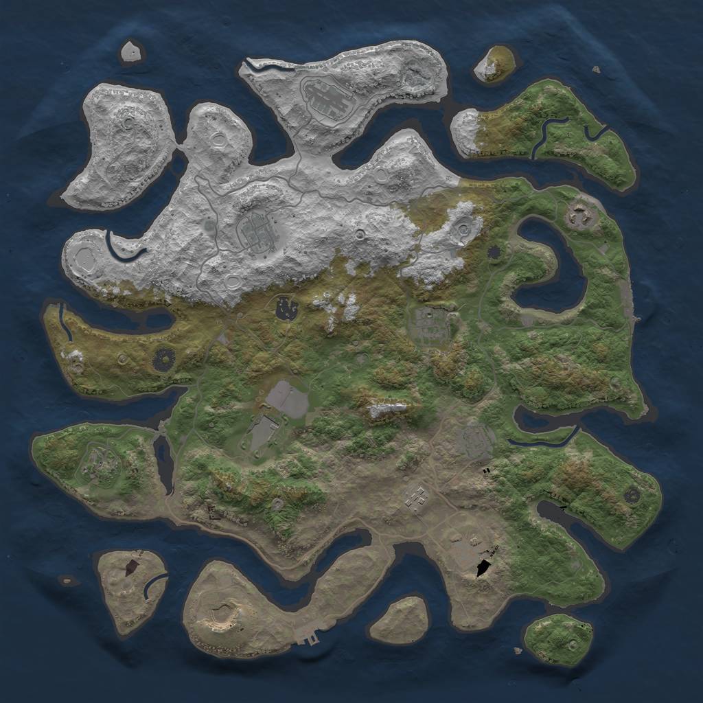 Rust Map: Procedural Map, Size: 4500, Seed: 1280602712, 22 Monuments