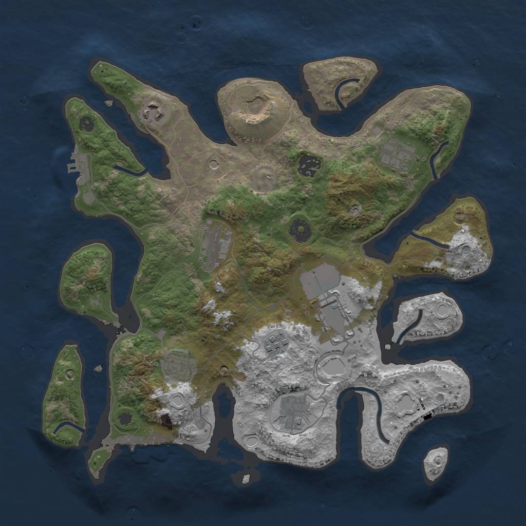 Rust Map: Procedural Map, Size: 3500, Seed: 49831764, 20 Monuments