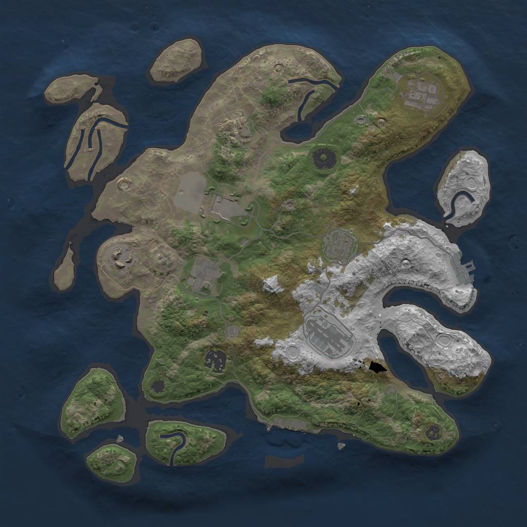 Rust Map: Procedural Map, Size: 3500, Seed: 1433735323, 18 Monuments