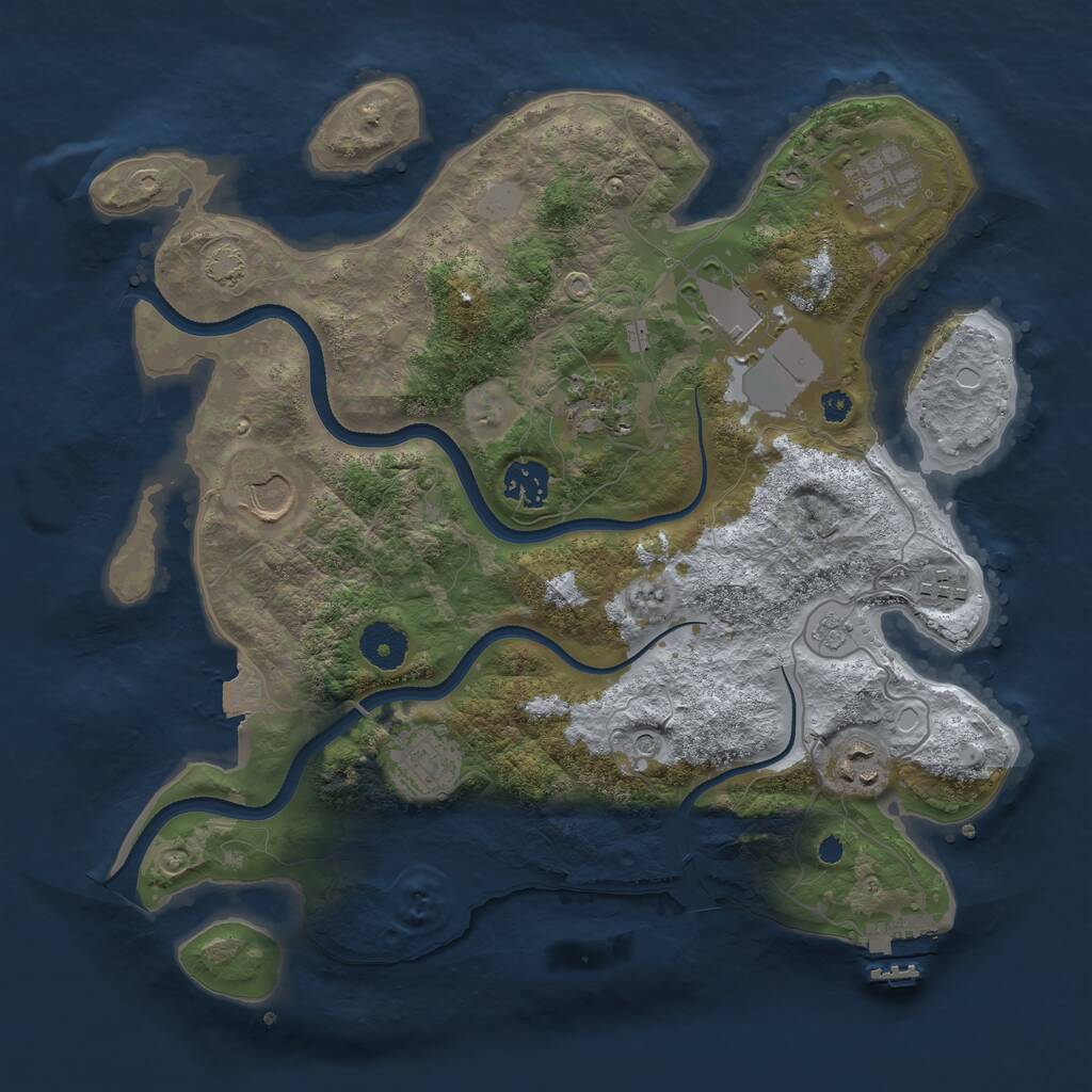 Rust Map: Procedural Map, Size: 3500, Seed: 1433735323, 13 Monuments