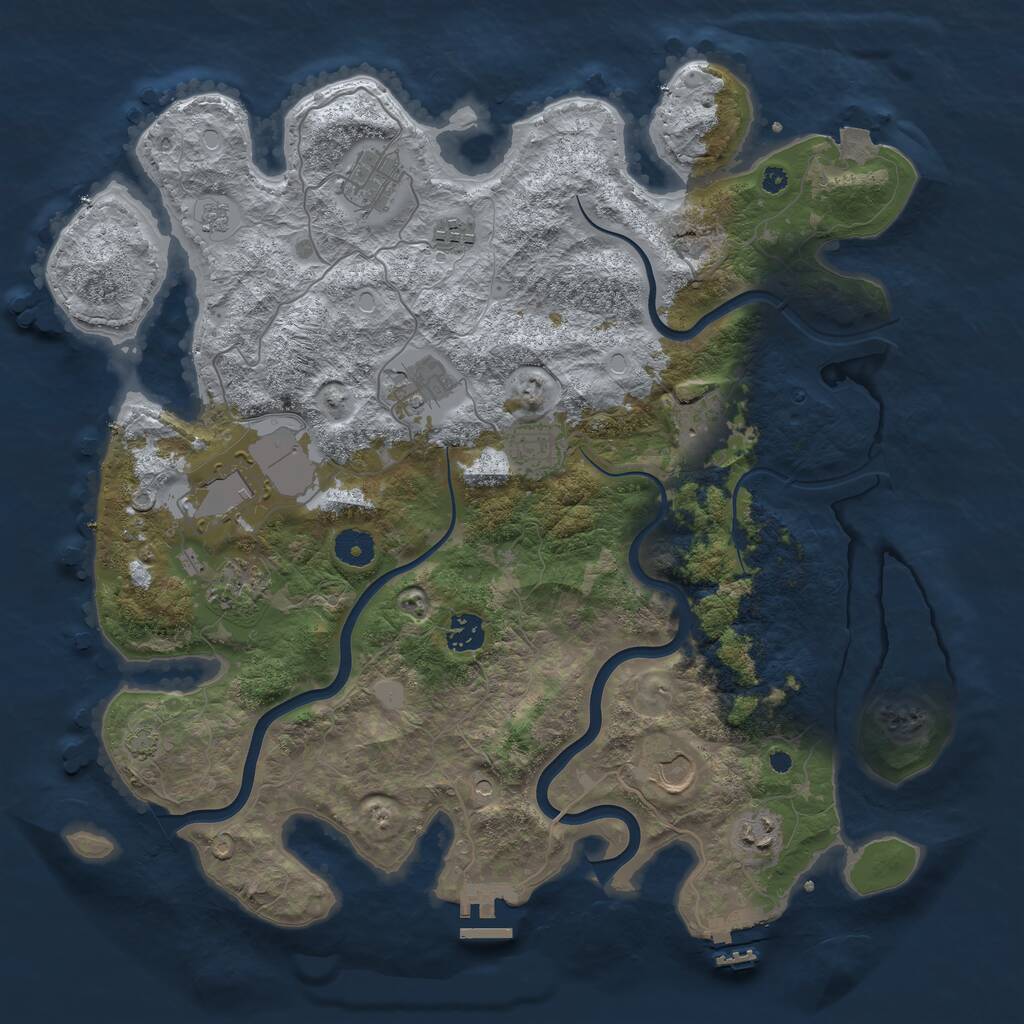 Rust Map: Procedural Map, Size: 3950, Seed: 1959503264, 16 Monuments