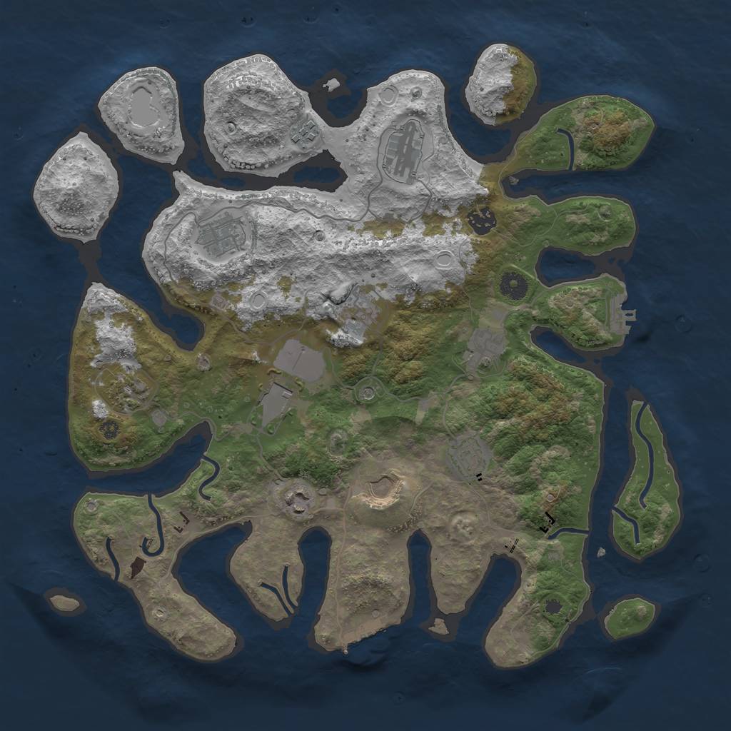 Rust Map: Procedural Map, Size: 3950, Seed: 1959503264, 22 Monuments