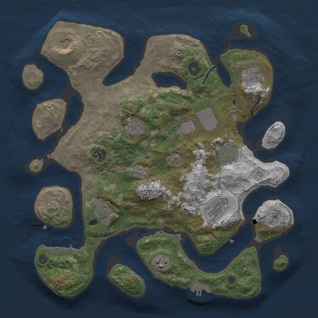 Rust Map: Procedural Map, Size: 3700, Seed: 342098813, 21 Monuments