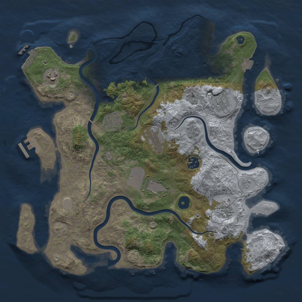 Rust Map: Procedural Map, Size: 3700, Seed: 1398116373, 14 Monuments