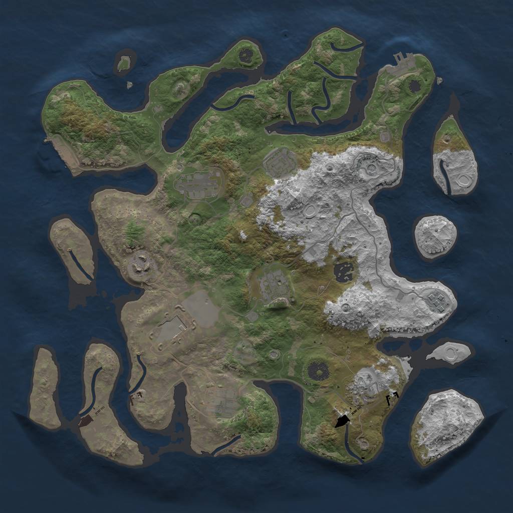 Rust Map: Procedural Map, Size: 3700, Seed: 1398116373, 20 Monuments