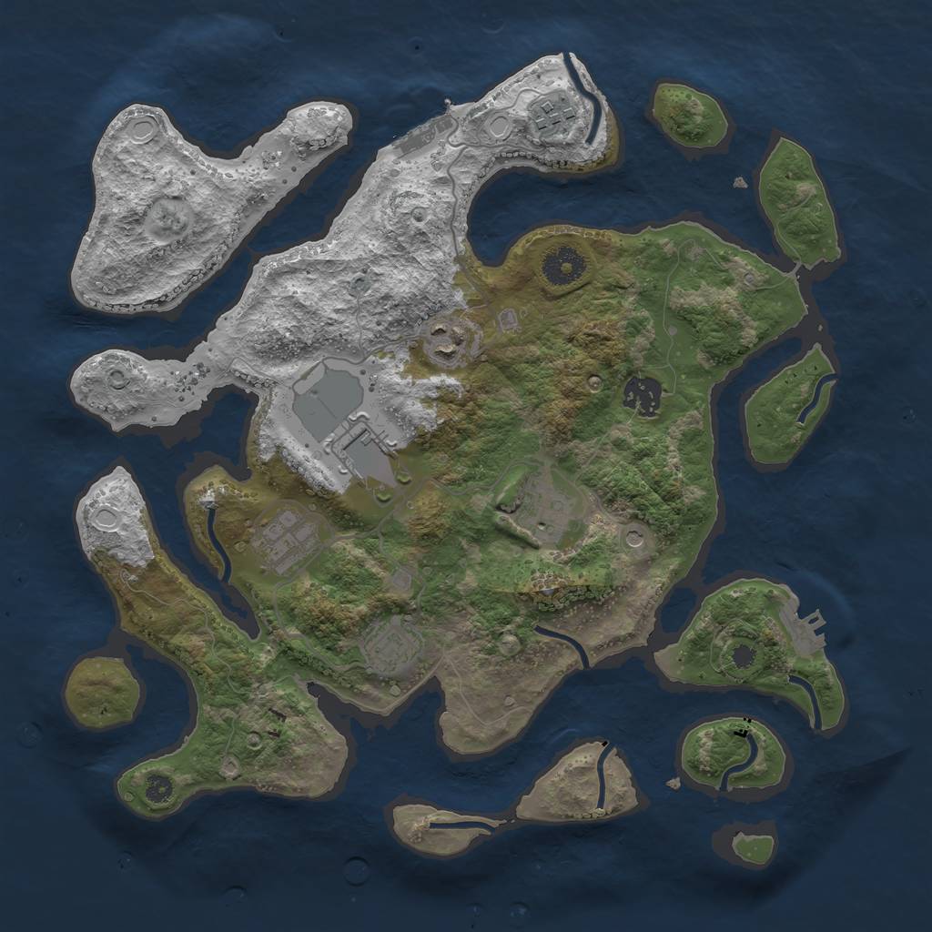 Rust Map: Procedural Map, Size: 3500, Seed: 3414424, 18 Monuments